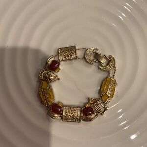 Elegant Gold and Red slide charm Bracelet “teacher”